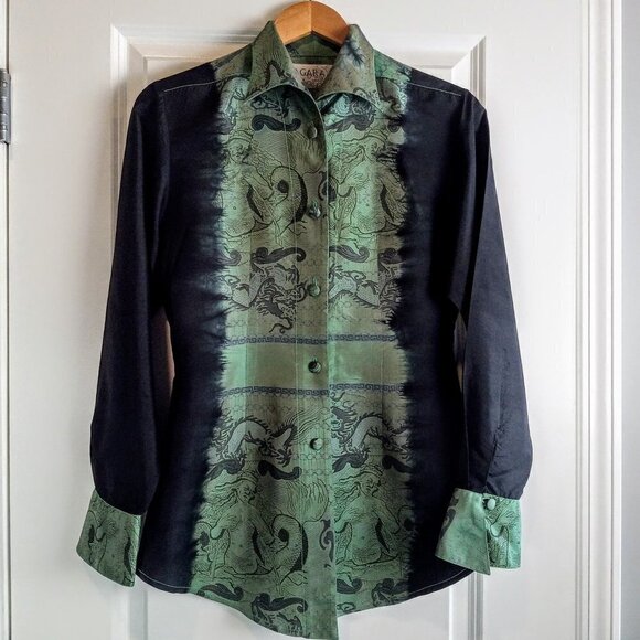 Nagara Silk Jackets & Blazers - Nagara Silk Thai Black Green Jacket